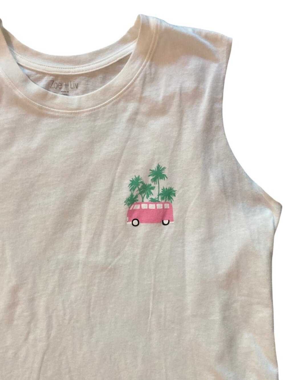 Women's ZOE + LIV Double Sided SUMMER Graphic Tee Muscle Tank Top XL